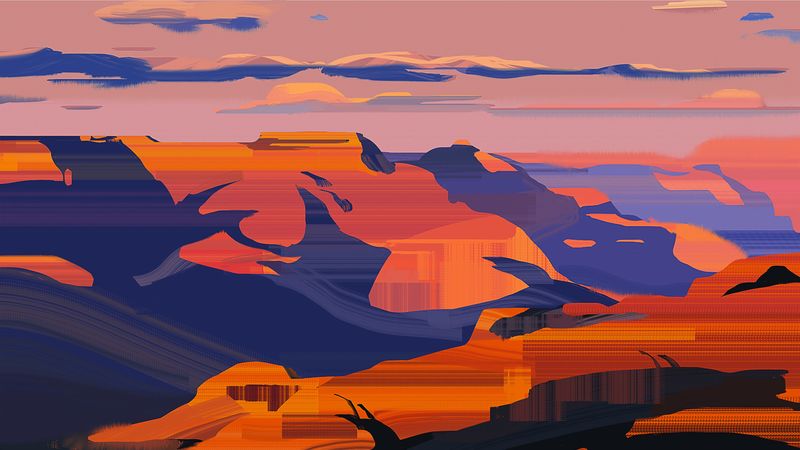 canyon, caves, relief, art, 4k