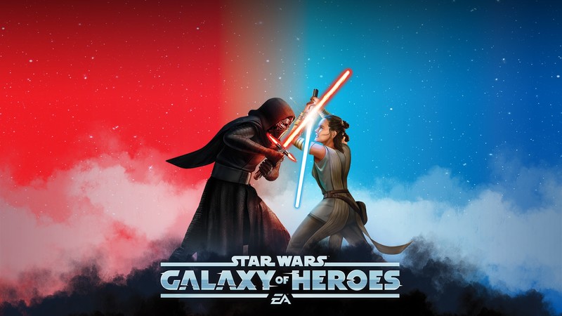 star wars galaxy of heroes, games, rey, kylo ren, star wars, hd