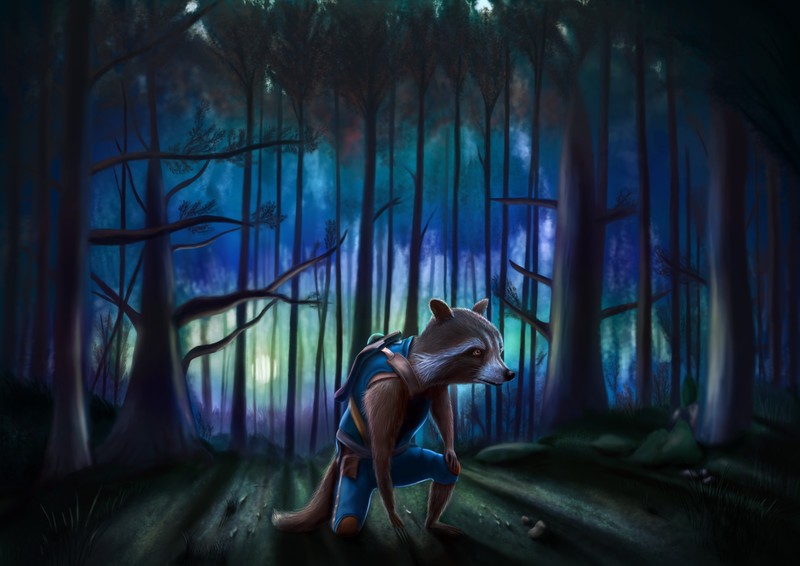 rocket raccoon, artwork, hd, 4k, deviantart, artist, digital art