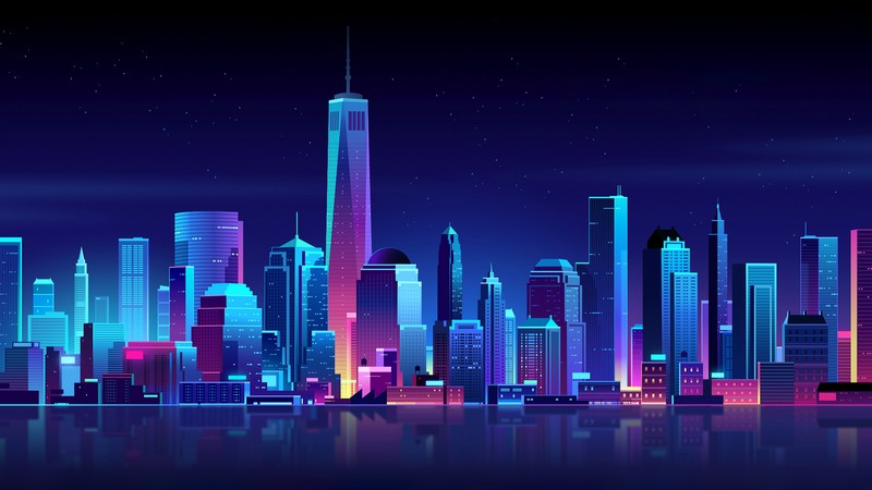 new york, city, minimalism, lights, hd, skycrapper, 4k