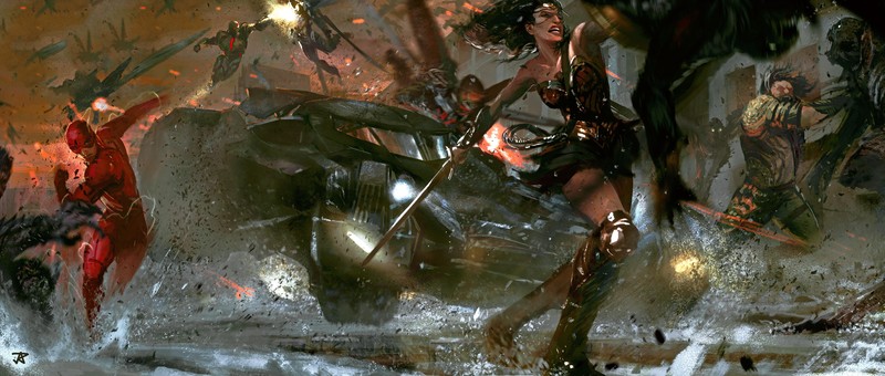 justice league, flash, wonder woman, aquaman, hd, artwork, 4k