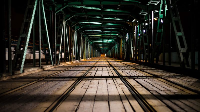 tunnel, bridge, construction, wood, metal, 4k
