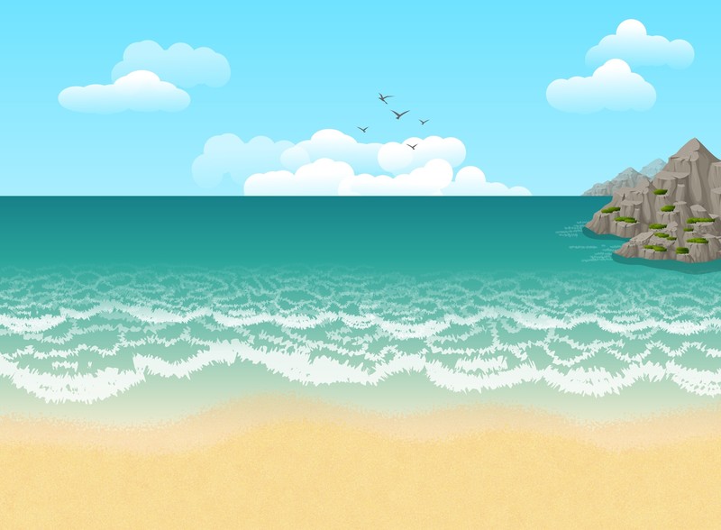illustration, beach, artist, artwork, digital art, hd