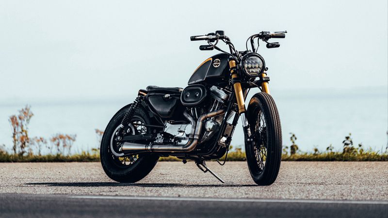 motorcycle, bike, black, side view, 4k