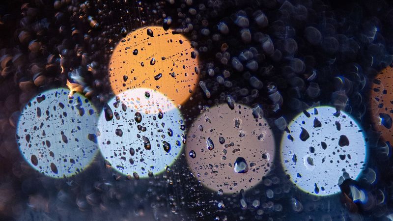 glass, drops, rain, macro, bokeh, 4k