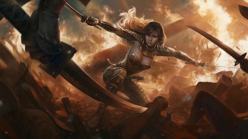 fantasy, warrior, sword, hd, artist, deviantart, digital art, artwork