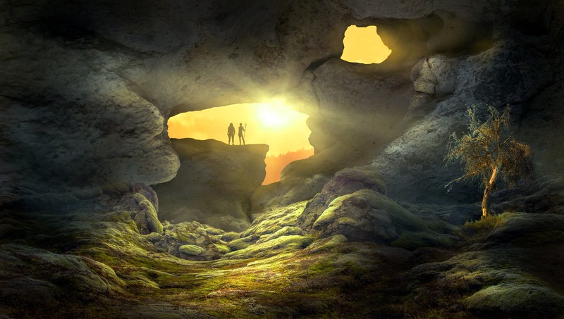 fantasy, landscape, cave, artist, artwork, digital art, hd, 4k, 5k