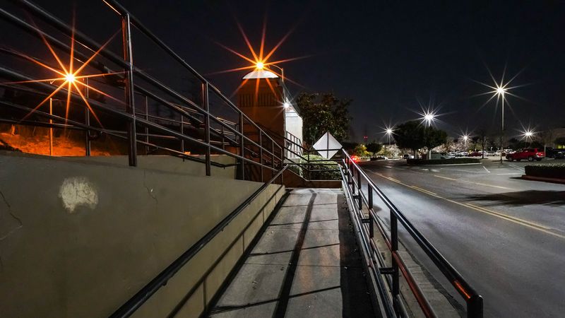 city, street, passage, construction, handrails, 4k