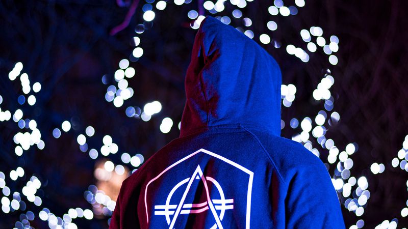 man, hoodie, print, symbol, 4k