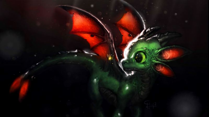 dragon, creature, cute, art, fiction, 4k