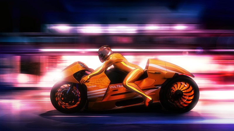 artist, digital art, artwork, hd, yellow, bike, hd, 4k