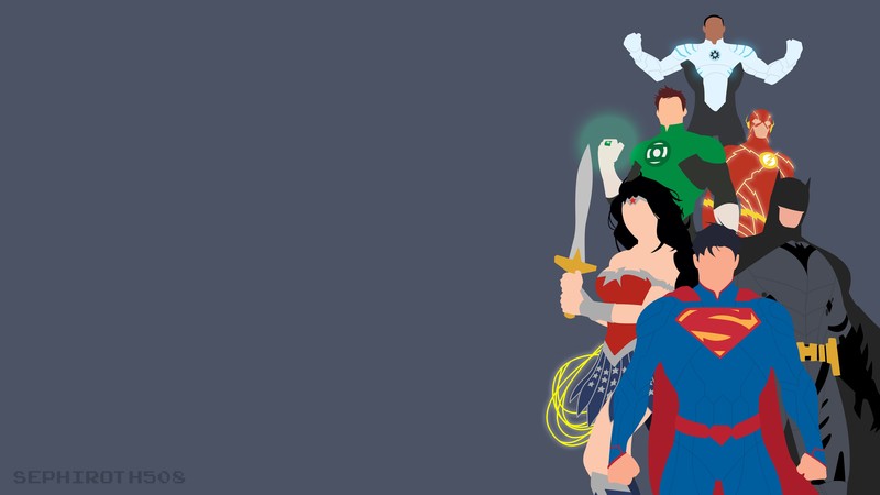 justice league, batman, wonder woman, superman, flash, cyborg, green lantern, hd, 4k, deviantart, minimalism, artist