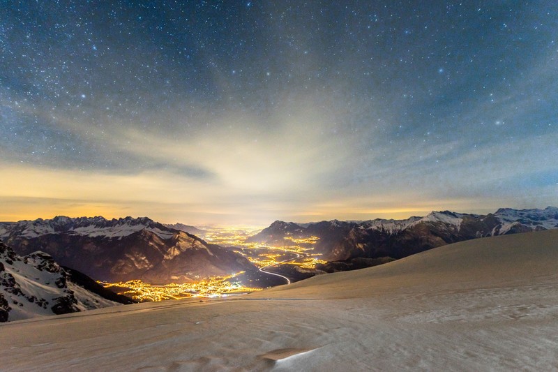 snow, winter, lights, hd, nature, sky, stars, 4k, 5k