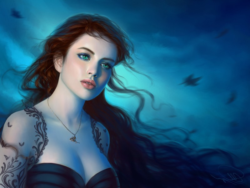 fantasy girls, painting, hd, redhead, artist, artwork, digital art, 4k