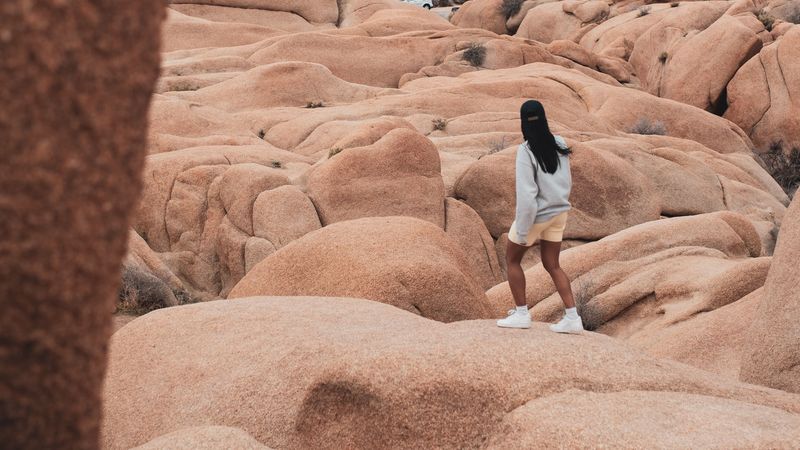 girl, rocks, stones, nature, 4k