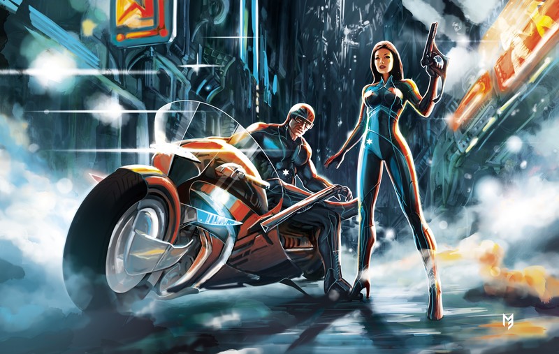 scifi, warrior, bike, 4k, 5k, hd, artist, digital art, artwork