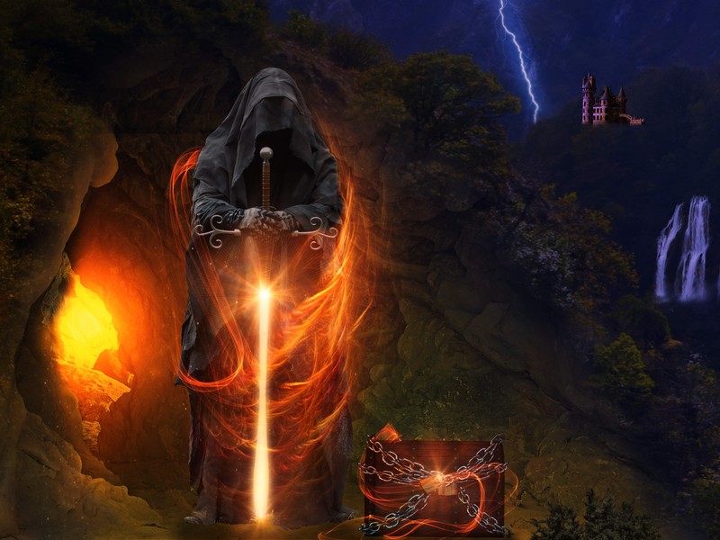 devil, artist, treasure, artwork, digital art, hd, cave, 4k, 5k