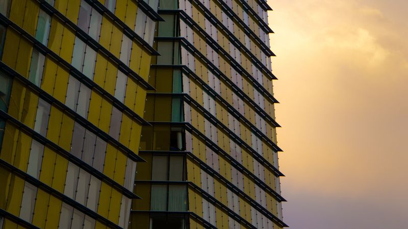 building, architecture, facade, modern, sky, 4k
