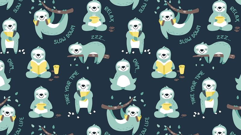 sloths, relaxation, pattern, art, funny, 4k