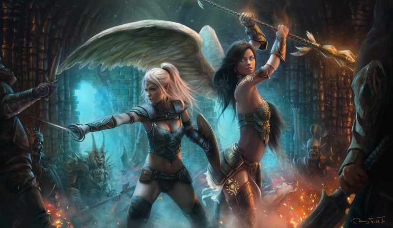 fantasy girls, artist, artwork, digital art, hd, artstation, warrior