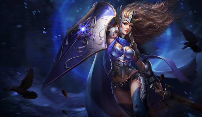 warrior, fantasy girls, hd, sword, shield, artist, artwork, digital art