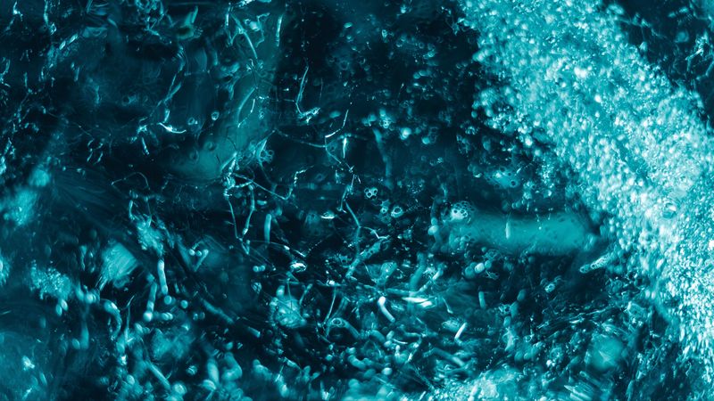 ice, macro, texture, cranny, bubbles, 4k