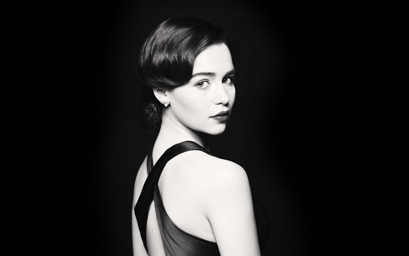 emilia clarke, celebrities, girls, monochrome, black and white, hd, 4k