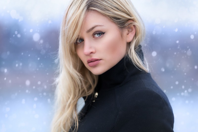 girls, blonde, eyes, winter, hd