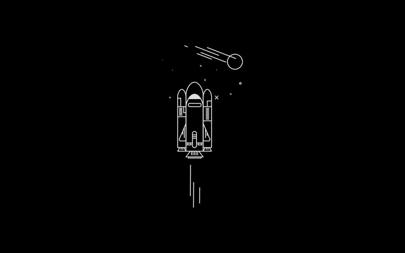 spaceship, minimalism, artist, artwork, digital art, hd, black