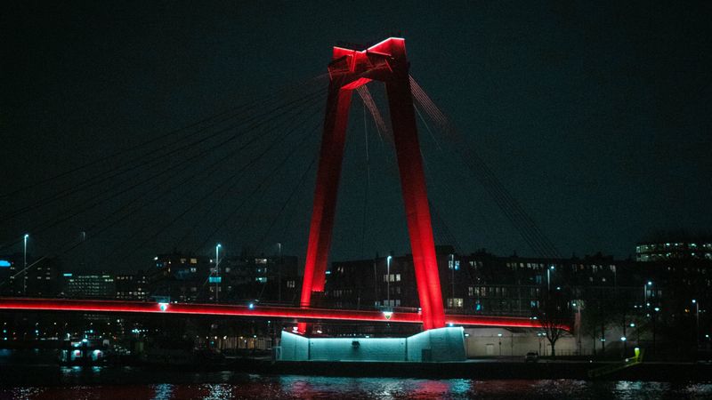 bridge, city, dark, night, backlight, 4k