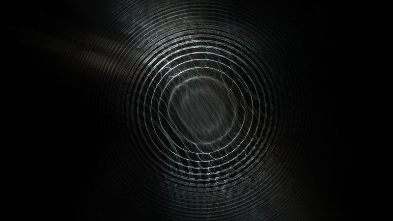 abstraction, waves, circles, bw, 4k