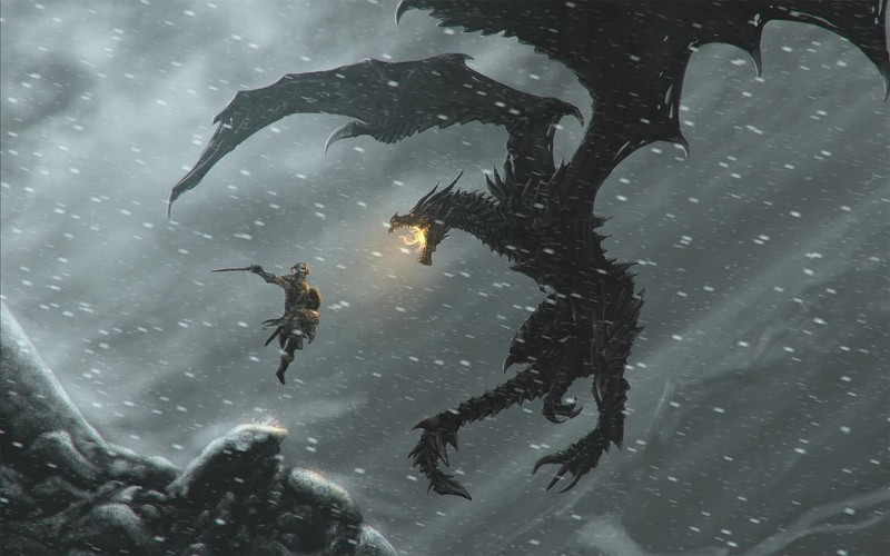 the elder scrolls, games, pc games, xbox games, ps games, hd, 2017 games, 4k, dragon, snow, fire