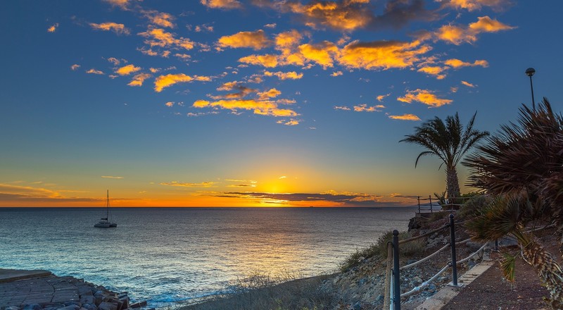 nature, hd, boat, ocean, sky, sunset