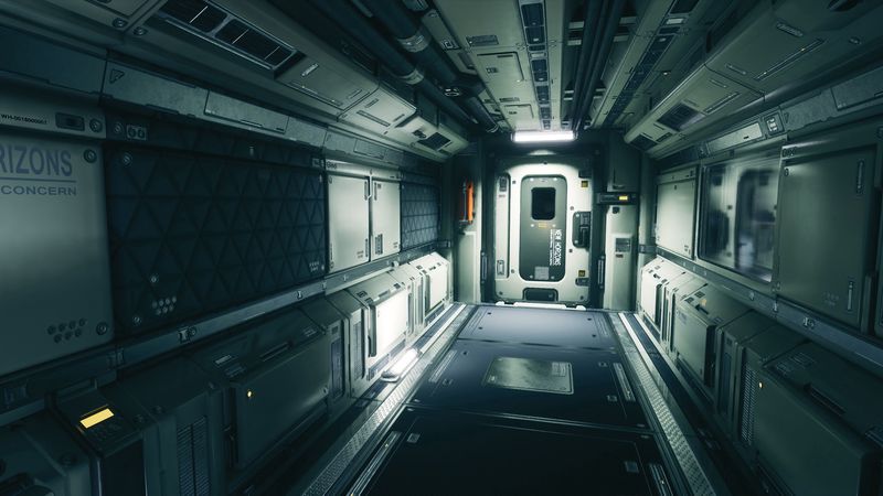 corridor, door, station, space station, 4k
