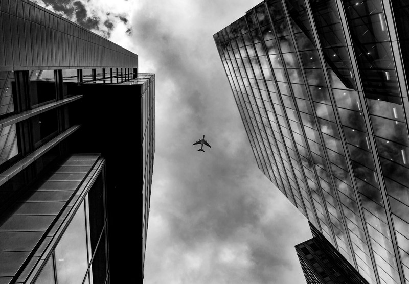 plane, building, photography, monochrome, black and white, hd, 4k, flickr