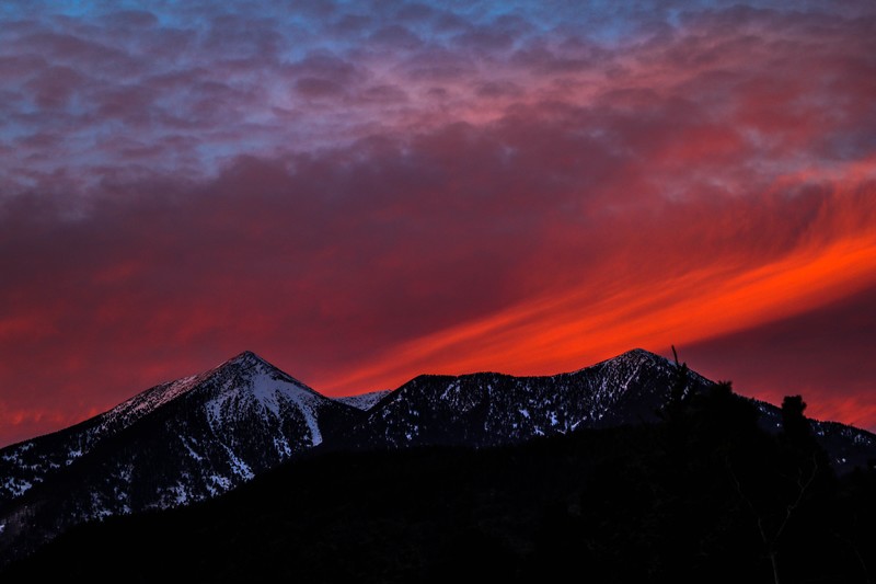 mountains, sunset, nature, sky, snow, hd, 4k, 5k