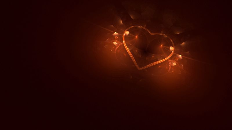 heart, glare, fractal, abstraction, 4k