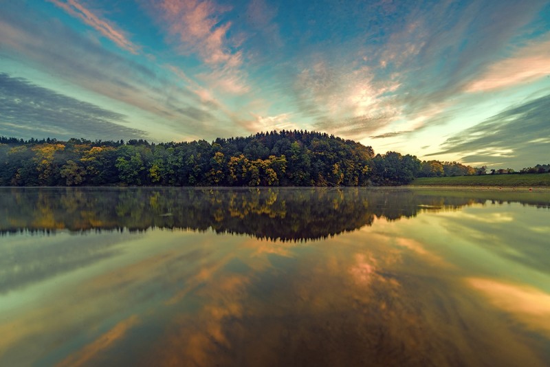 nature, reflection, river, hd, 4k, trees