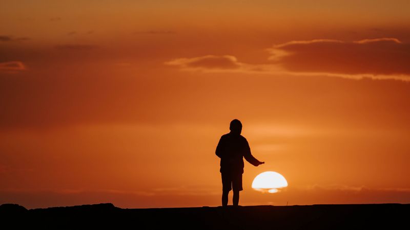 sunset, silhouette, sun, dark, evening, 4k