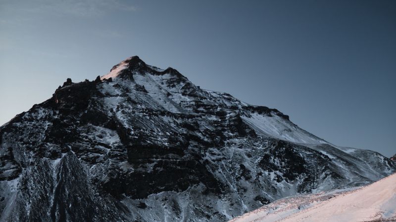 mountain, peak, snow, ice, landscape, 4k