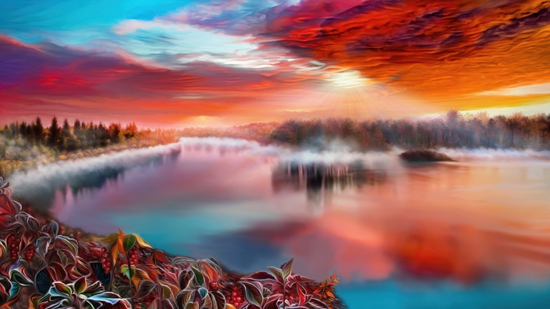 artist, river, artwork, digital art, hd, 4k