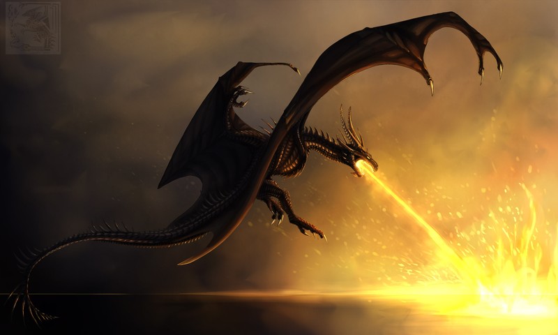dragon, flame, artist, digital art, hd, deviantart, artwork