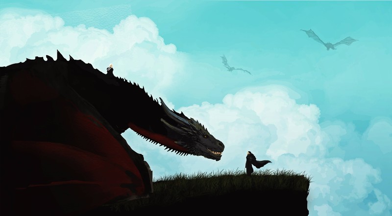 game of thrones season 7, game of thrones, jon snow, daenerys targaryen, 4k, dragon, artwork, hd, artist, digital art, 5k, deviantart