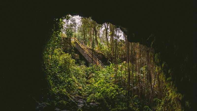cave, dark, rock, stairs, nature, 4k
