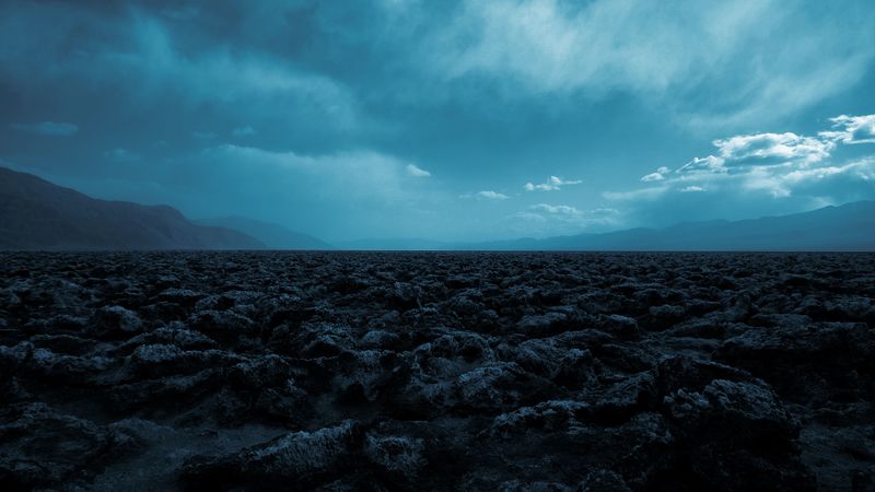 desert, stones, mountains, fog, landscape, 4k