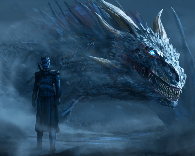 white walkers, dragon, game of thrones, tv shows, hd, artist, digital art, artwork, deviantart, 4k