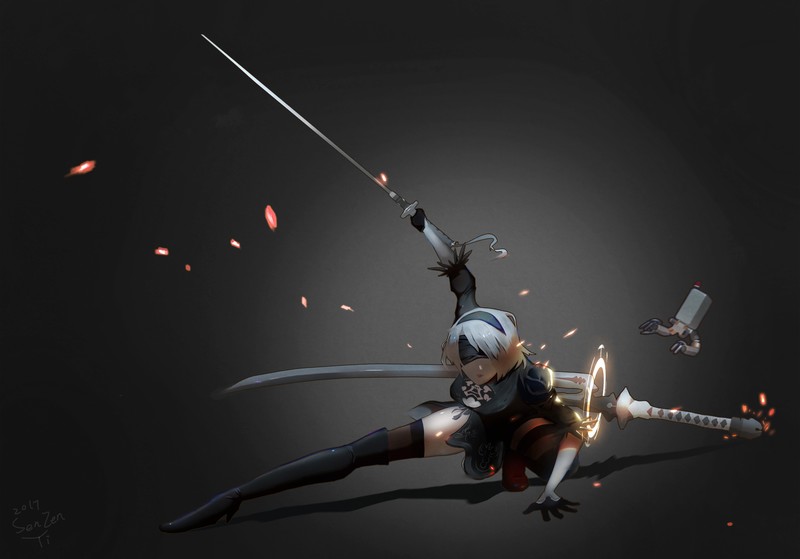 nier automata, 2017 games, games, artwork, hd, 4k, 5k