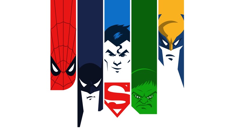 superheroes, minimalism, 4k, superman, batman, hulk, spiderman, wolverine, artwork, artist, digital art, hd