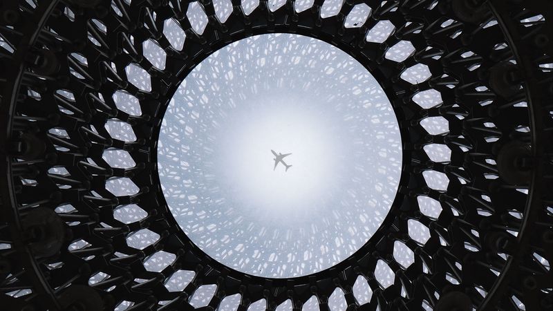 dome, sky, plane, architecture, 4k