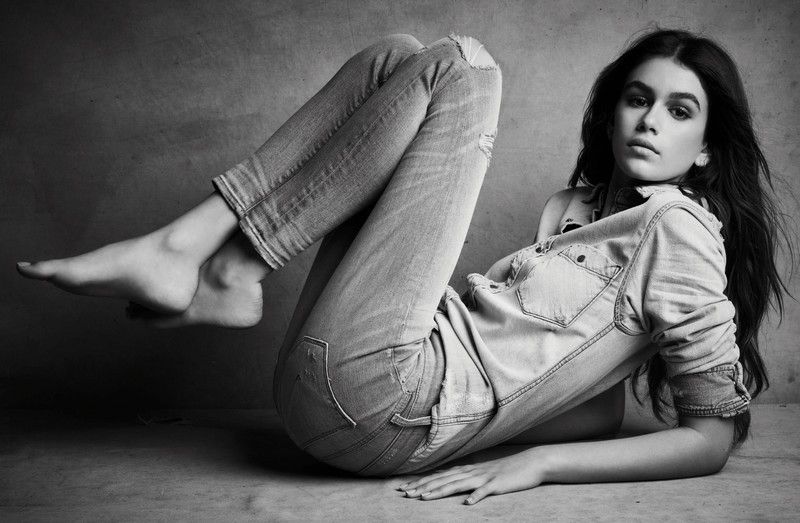 kaia jordan gerber, celebrities, girls, model, hd, 4k, monochrome, black and white